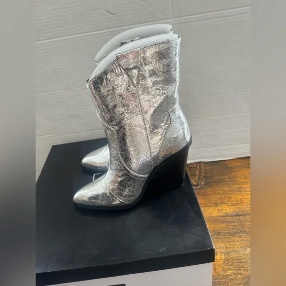 NEW DV Dolce Vita Womens NAZARETH silver Western Mid-Calf Boots size 5 - Picture 4 of 9